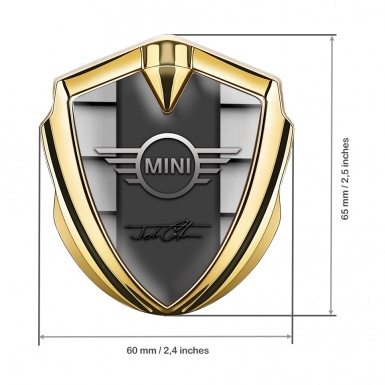 Mini Cooper Bodyside Emblem Gold Grey Shutter John Cooper Signature