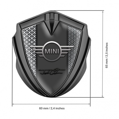 Mini Cooper Fender Emblem Badge Graphite Grey Grid John Cooper Signature