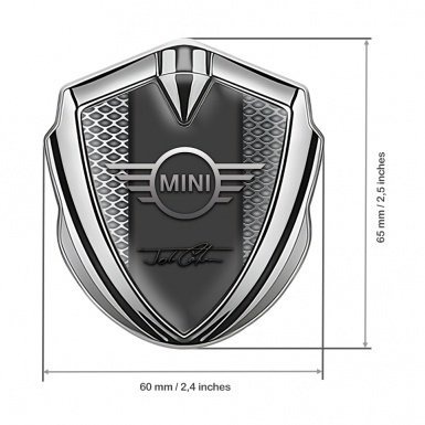 Mini Cooper Fender Emblem Badge Silver Grey Grid John Cooper Signature