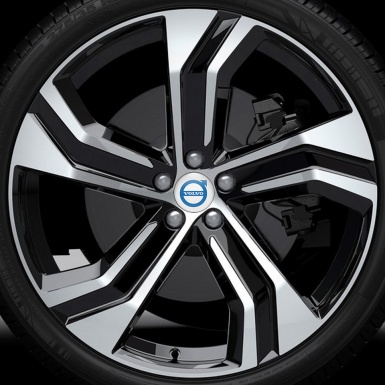 Volvo Center Hub Dome Stickers Wihte With Blue Logo