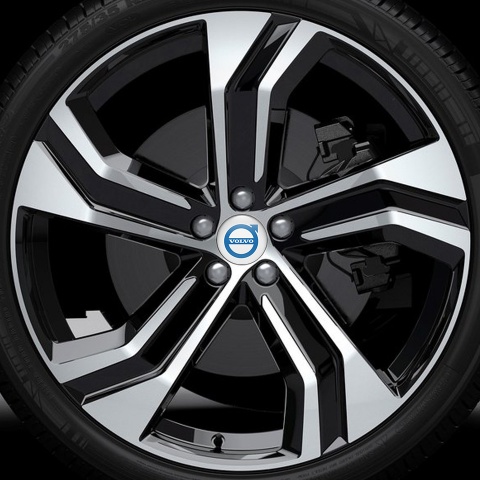 Volvo Center Hub Dome Stickers Wihte With Blue Logo