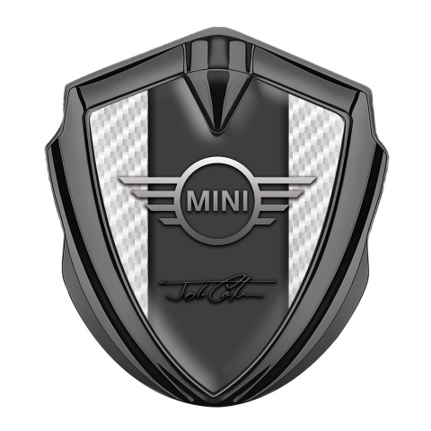 Mini Cooper Bodyside Emblem Graphite White Carbon John Cooper Signature