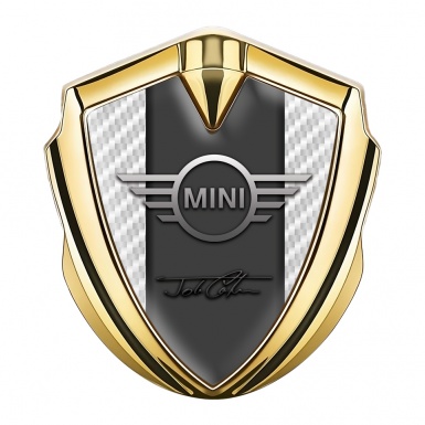 Mini Cooper Bodyside Emblem Gold White Carbon John Cooper Signature