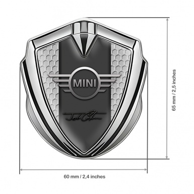 Mini Cooper Fender Emblem Badge Silver Grey Hex John Cooper Signature