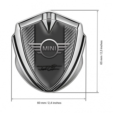 Mini Cooper Trunk Emblem Silver Light Carbon John Cooper Signature