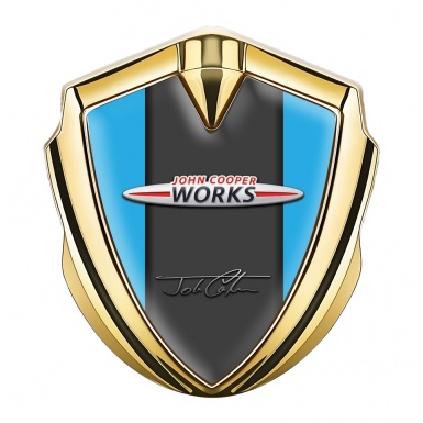 Mini Cooper Fender Emblem Badge Gold Blue Prop John Cooper Works