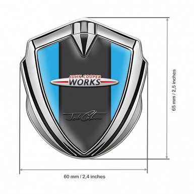 Mini Cooper Fender Emblem Badge Silver Blue Prop John Cooper Works