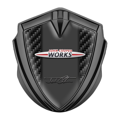 Mini Cooper Trunk Metal Badge Graphite Carbon Base John Cooper Works