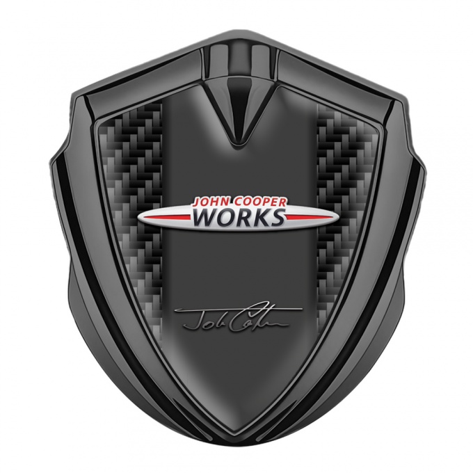 Mini Cooper Trunk Metal Badge Graphite Carbon Base John Cooper Works