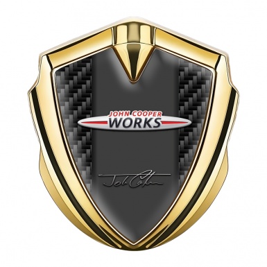 Mini Cooper Trunk Metal Badge Gold Carbon Base John Cooper Works