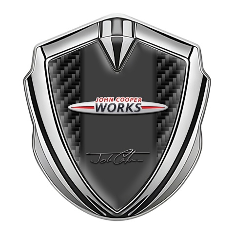 Mini Cooper Trunk Metal Badge Silver Carbon Base John Cooper Works