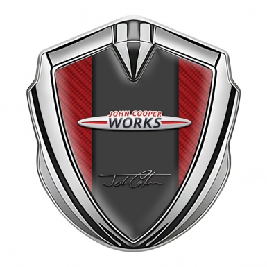 Mini Cooper Fender Emblem Badge Silver Red Carbon John Cooper Works