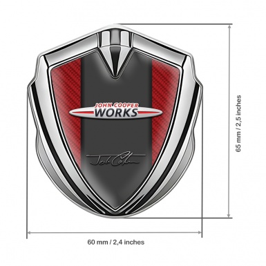Mini Cooper Fender Emblem Badge Silver Red Carbon John Cooper Works