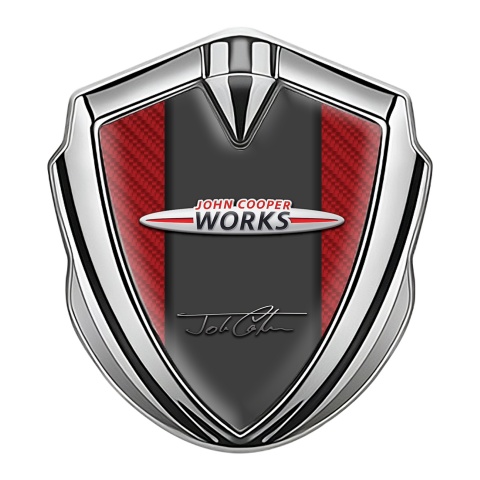 Mini Cooper Fender Emblem Badge Silver Red Carbon John Cooper Works