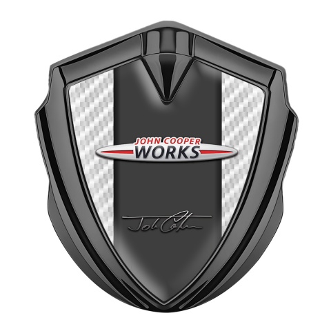 Mini Cooper Trunk Emblem Badge Graphite White Carbon John Cooper Edition