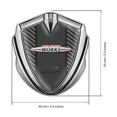 Mini Cooper Car Emblem Badge Silver Dark Carbon John Cooper Edition