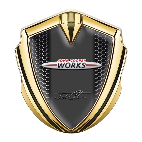 Mini Cooper Self Adhesive Bodyside Emblem Gold Grid John Cooper Works