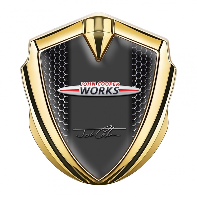 Mini Cooper Self Adhesive Bodyside Emblem Gold Grid John Cooper Works