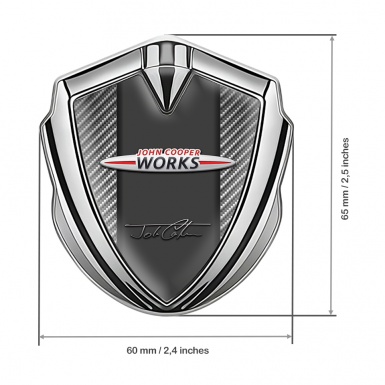 Mini Cooper Trunk Emblem Badge Silver Light Carbon John Cooper Works