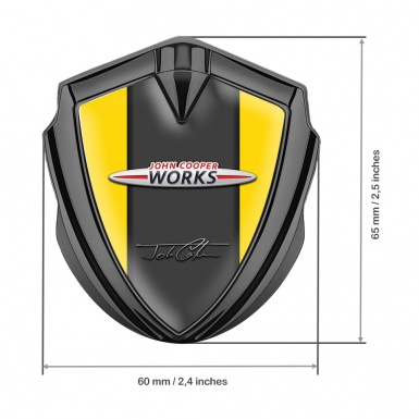 Mini Cooper Trunk Emblem Badge Graphite Yellow Base John Cooper Works