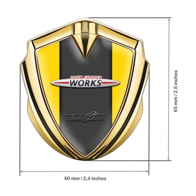 Mini Cooper Trunk Emblem Badge Gold Yellow Base John Cooper Works