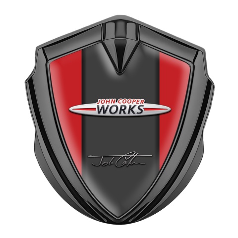 Mini Cooper Fender Emblem Badge Graphite Red Base John Cooper Works
