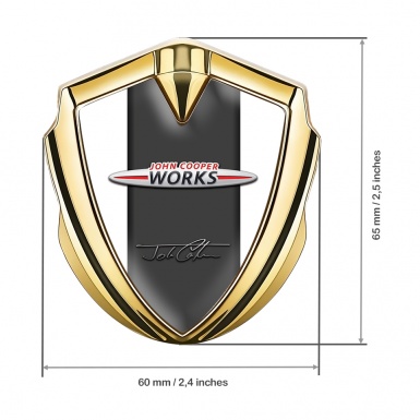 Mini Cooper Fender Emblem Badge Gold White Base John Cooper Works