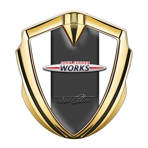 Mini Cooper Fender Emblem Badge Gold White Base John Cooper Works