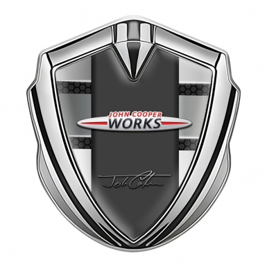 Mini Cooper Tuning Car Emblem Self Adhesive Silver Hex John Cooper Works