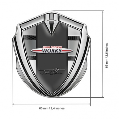 Mini Cooper Tuning Car Emblem Self Adhesive Silver Hex John Cooper Works