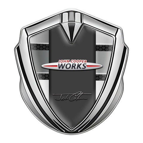 Mini Cooper Tuning Car Emblem Self Adhesive Silver Hex John Cooper Works