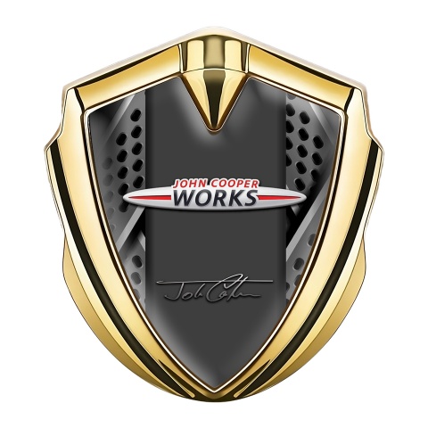 Mini Cooper 3D Car Metal Badge Gold Grey Blades John Cooper Works