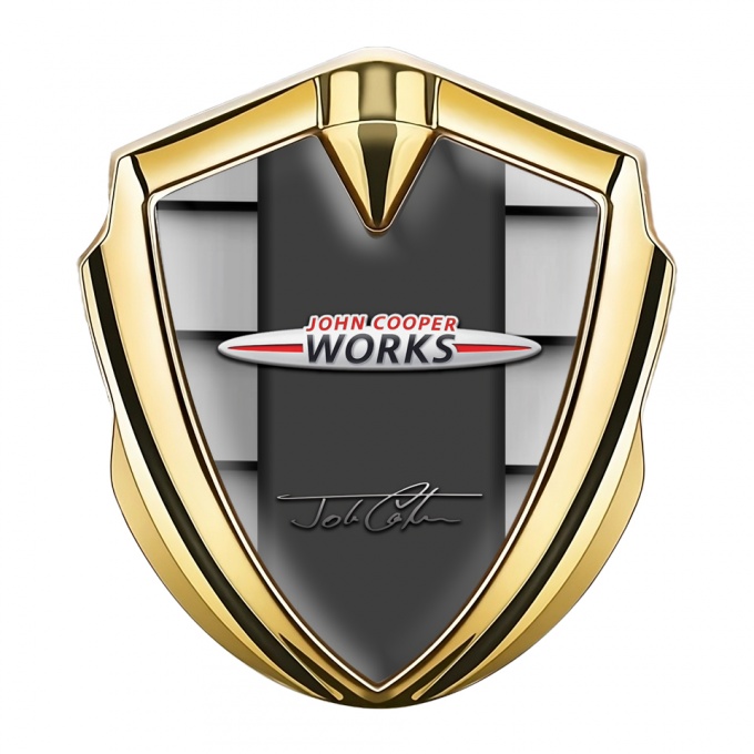 Mini Cooper Bodyside Emblem Gold Grey Shutter John Cooper Works Design