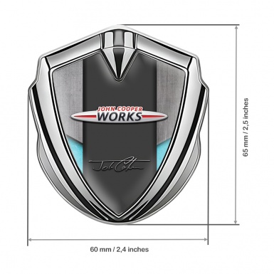 Mini Cooper Trunk Emblem Badge Silver Sky Blue John Cooper Works Logo