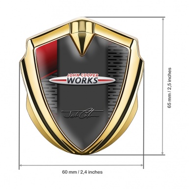 Mini Cooper Self Adhesive Car Emblem Gold Red Line John Cooper Works