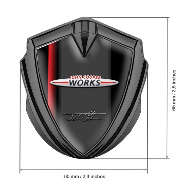 Mini Cooper Tuning Badge Self Adhesive Graphite Red Stripe John Cooper Logo