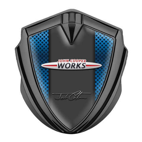Mini Cooper Fender Emblem Badge Graphite Blue Cells John Cooper Signature