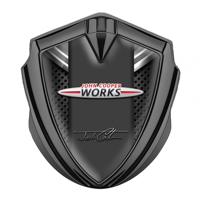 Mini Cooper Bodyside Emblem Graphite Dots Mono Shield John Cooper Works