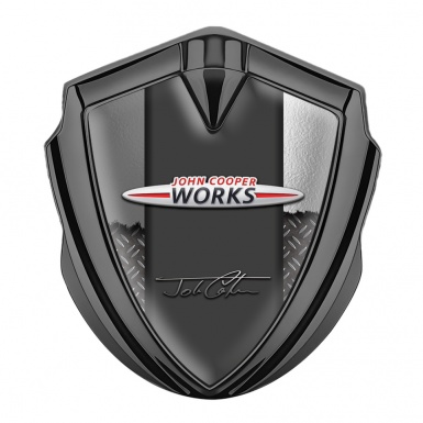 Mini Cooper Fender Metal Emblem Graphite Torn Effect John Cooper Signature