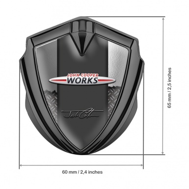 Mini Cooper Fender Metal Emblem Graphite Torn Effect John Cooper Signature