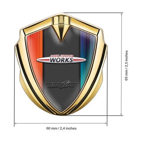 Mini Cooper Trunk Emblem Badge Gold Multicolor John Cooper Signature