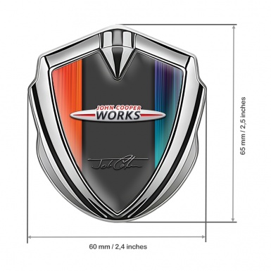 Mini Cooper Trunk Emblem Badge Silver Multicolor John Cooper Signature