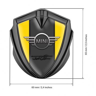 Mini Cooper Fender Emblem Graphite Yellow Base John Cooper Signature