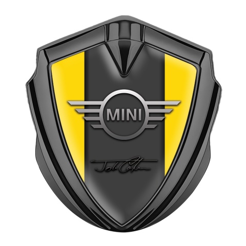 Mini Cooper Fender Emblem Graphite Yellow Base John Cooper Signature