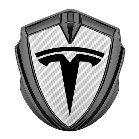 Tesla Fender Metal Emblem Graphite White Carbon Black Logo Edition