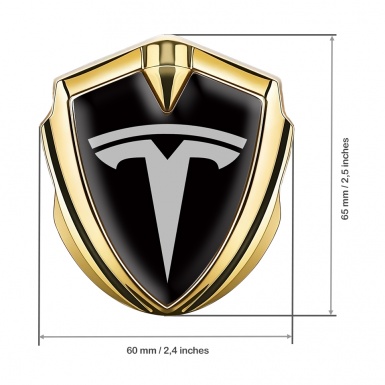 Tesla Tuning Emblem Self Adhesive Gold Black Base Grey Logo