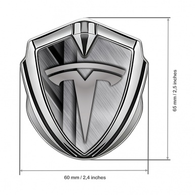 Tesla Bodyside Emblem Silver Brushed Metal Effect Grey Logo