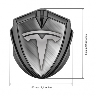 Tesla Tuning Emblem Self Adhesive Graphite Brushed Aluminum Effect