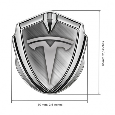 Tesla Tuning Emblem Self Adhesive Silver Brushed Aluminum Effect