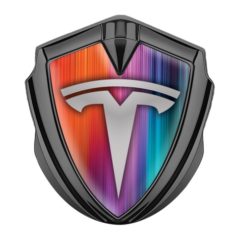 Tesla Fender Emblem Badge Graphite Full Spectrum Color Design